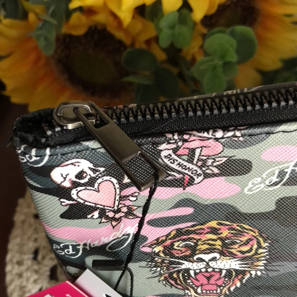 Ed Hardy Pink and Black Women's COSMETIC Case Bag